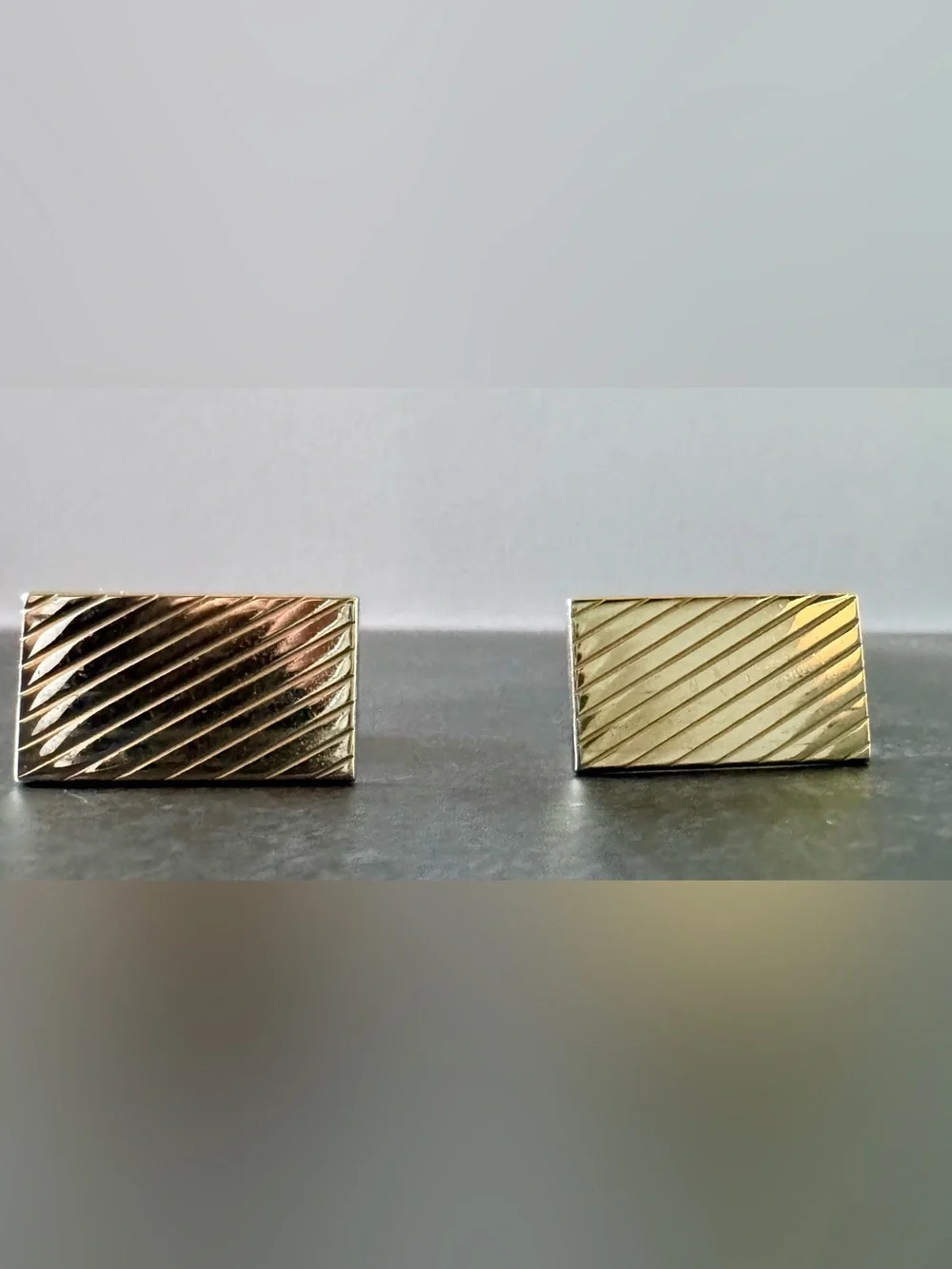 Vintage Gold Tone Diagonal Stripe Cufflinks | Engine Turned Engraving | MCM